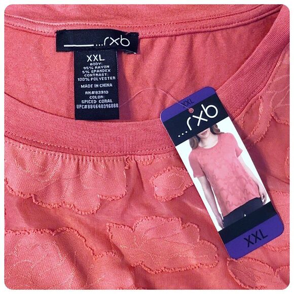 RXB Spiced Coral Lace Floral Overlay Top XXL NWT - Picture 5 of 5